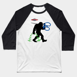 Bigfoot Scissors & Alien Paper Doll Chain Craft Baseball T-Shirt